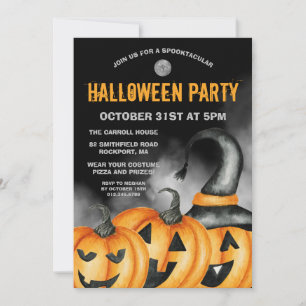 Invitación Fiesta de Halloween de Calabazas Risueñas Espeluzn