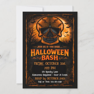 Invitación Fiesta de Halloween de Calavera de Calabaza