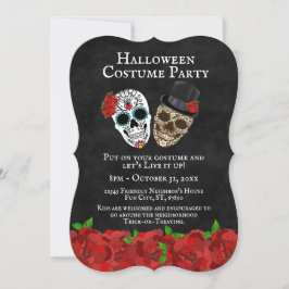 Invitación Fiesta de Halloween de Calaveras de Azúcar y Rosas