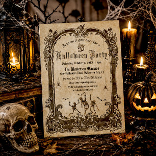 Invitación Fiesta de Halloween de calaveras góticas victorian