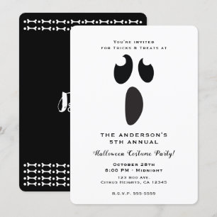 Invitación Fiesta de Halloween de Cara Fantasma Truco o Trato