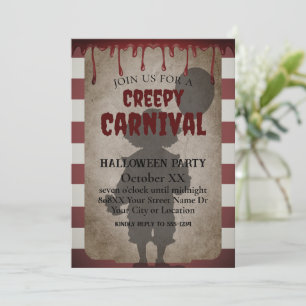 Invitación Fiesta de Halloween de Carnaval Sombrio Payaso Esp