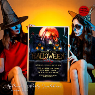 Invitación Fiesta de Halloween de Casa Embrujada y Tenebrosa 