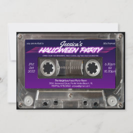 Invitación Fiesta de Halloween de Cassette Temático de los añ