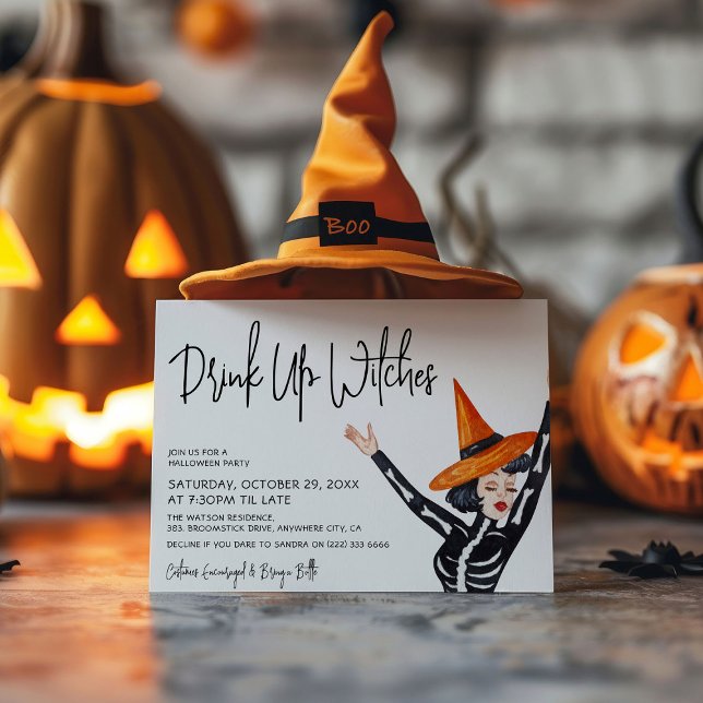 Invitación Fiesta de Halloween de chicas 'Beban brujas' linda (Subido por el creador)