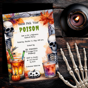 Invitación Fiesta de Halloween de cóctel de veneno de esquele