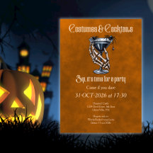 Fiesta de Halloween de cócteles con disfraces espe