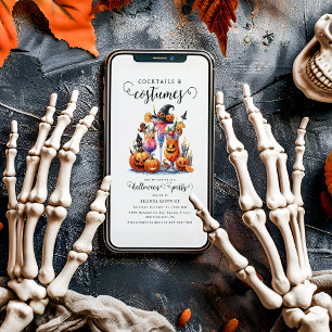 Invitación Fiesta de Halloween de cócteles y disfraces