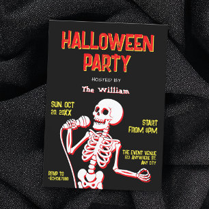 Invitación Fiesta de Halloween de cráneo de esqueleto