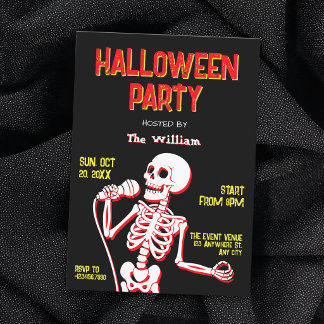 Invitación Fiesta de Halloween de cráneo de esqueleto