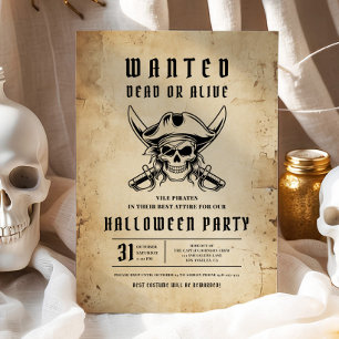 Invitación Fiesta de Halloween de Cráneo de Pirata