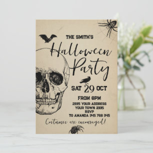 Invitación Fiesta de Halloween de cráneo  Espeluznante
