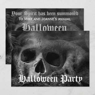 Invitación Fiesta de Halloween de Cráneo Gótico Espeluznante