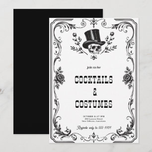 Invitación Fiesta de Halloween de cráneo gótico vintage 