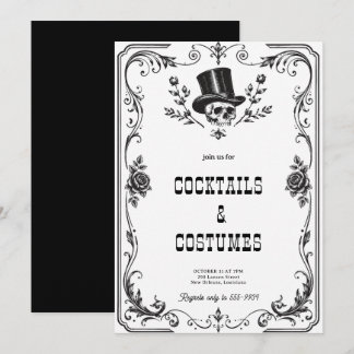 Invitación Fiesta de Halloween de cráneo gótico vintage