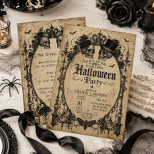 Fiesta de Halloween de cráneo gótico vintage elega