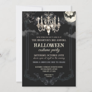 Invitación Fiesta de Halloween de cráneo gótico vintage oscur