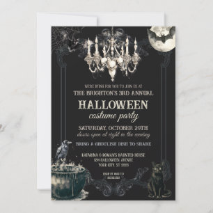 Invitación Fiesta de Halloween de cráneo gótico vintage oscur