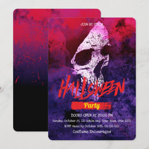 Invitación Fiesta de Halloween de cráneo grunge espeluznante