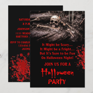 Invitación Fiesta de Halloween de Cráneo y Huesos Espeluznant