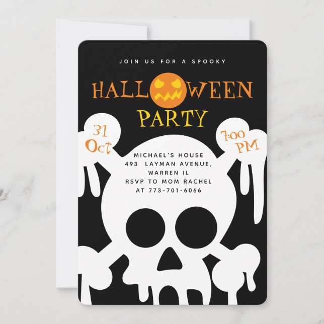 Invitación Fiesta de Halloween de cráneos espeluznantes para  (Anverso)