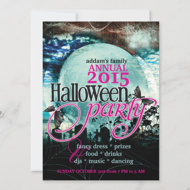 Invitación Fiesta de Halloween de cuento de hadas de Bat Wing (Anverso)