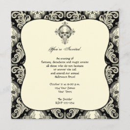 Invitación Fiesta de Halloween de Damask con calavera gótica