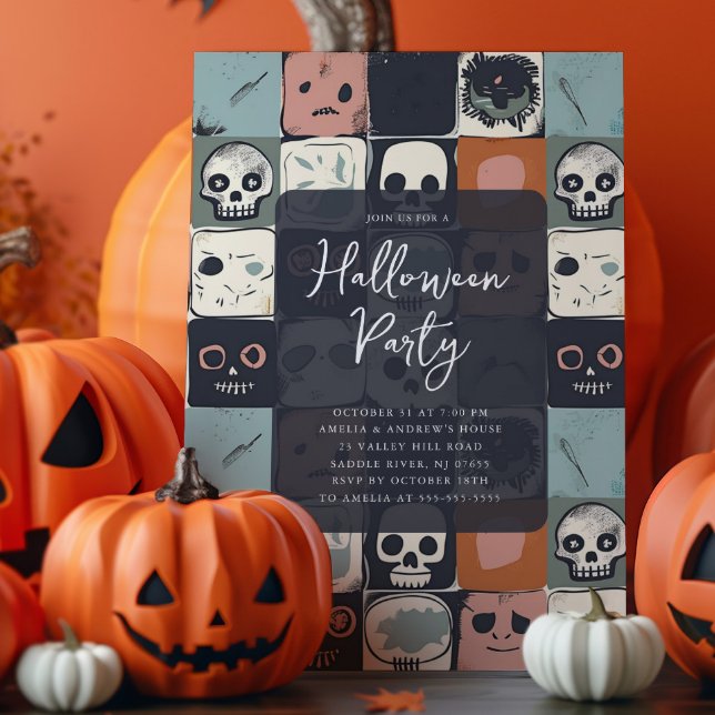 Invitación Fiesta de Halloween de diseño de cráneo (Subido por el creador)