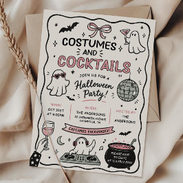 Invitación Fiesta de Halloween de disfraces dibujados a mano 