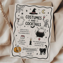 Fiesta de Halloween de disfraces dibujados a mano