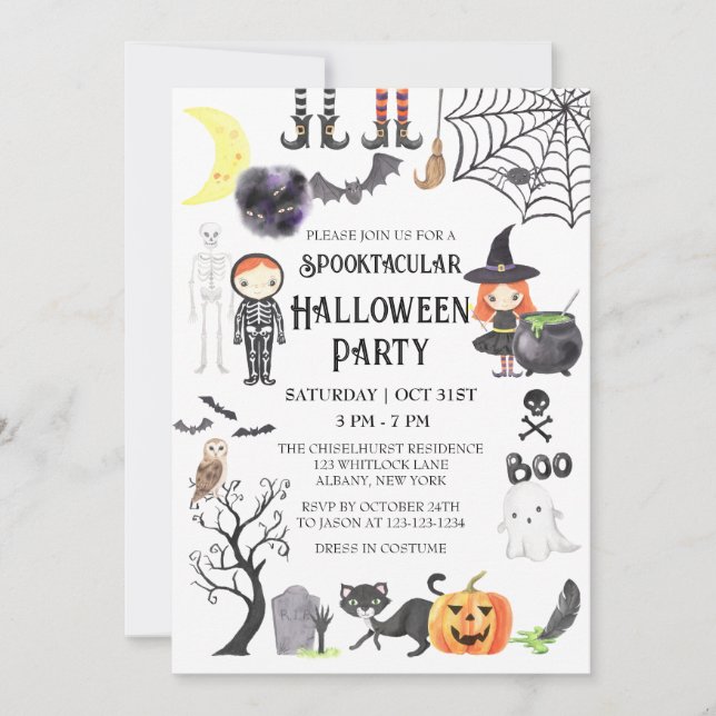 Invitación Fiesta de Halloween de disfraces espeluznantes noc (Anverso)