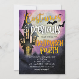 Invitación Fiesta de Halloween de disfraces y cócteles