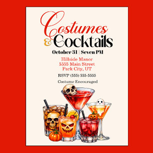 Invitación Fiesta de Halloween de Disfraces y Cócteles