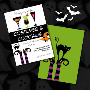 Invitación Fiesta de Halloween de disfraces y cócteles