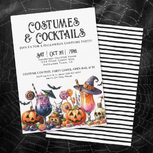 Invitación Fiesta de Halloween de disfraces y cócteles
