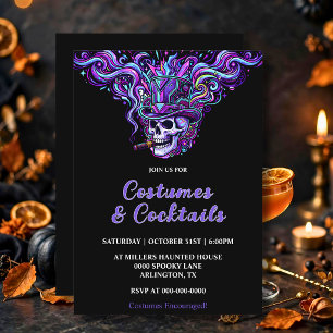 Invitación Fiesta de Halloween de disfraces y cócteles de crá