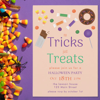 Invitación Fiesta de Halloween de dulces sin trucos