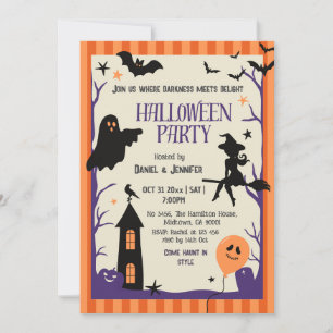 Invitación Fiesta de Halloween de época Bruja Murciélago Fant
