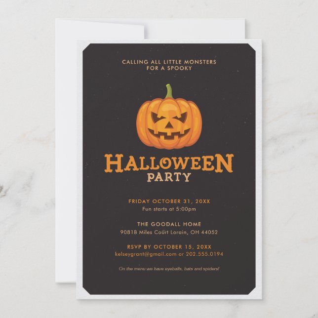 Invitación Fiesta de Halloween de espeluznante niño (Anverso)