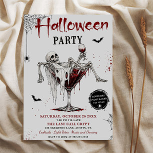 Invitación Fiesta de Halloween de Esqueleto Espeluznante