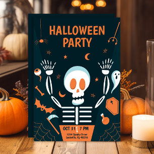 Invitación Fiesta de Halloween de Esqueleto Espeluznante