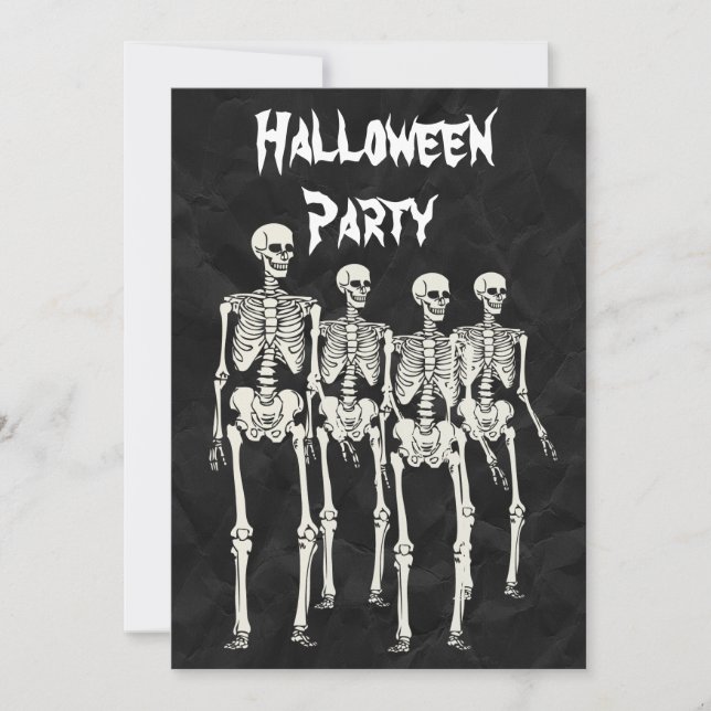 Invitación Fiesta de Halloween de Esqueletos Espeluznantes (Anverso)