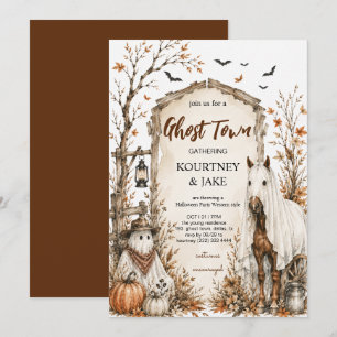 Invitación Fiesta de Halloween de estilo occidental en pueblo
