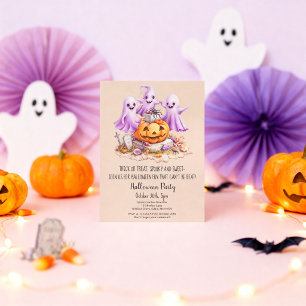 Invitación "Fiesta de Halloween de Fantasmas Adorables Cumple