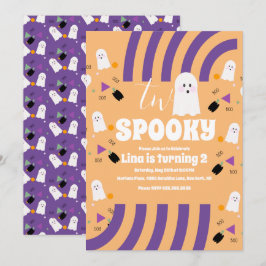 Invitación Fiesta de Halloween de fantasmas con dos letras ge