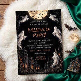 Invitación Fiesta de Halloween de fantasmas de Mansión Embruj