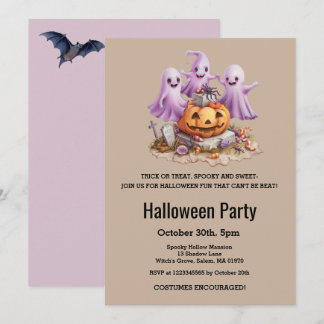 Invitación Fiesta de Halloween de fantasmas lindos Cumpleaños