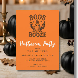 Invitación Fiesta de Halloween de fantasmas vintage Boos & Bo