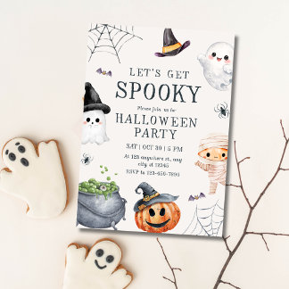 Invitación Fiesta de Halloween de fantasmas y calabazas para
