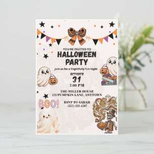 Invitación Fiesta de Halloween de Fantasmas y Esqueletos Ador
